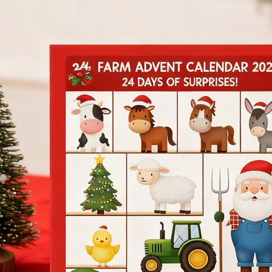 Рождественский Адвент-календарь Дизайн на фермерскую тематику 24-дневный обратный отсчет Украшение Детский сюрприз