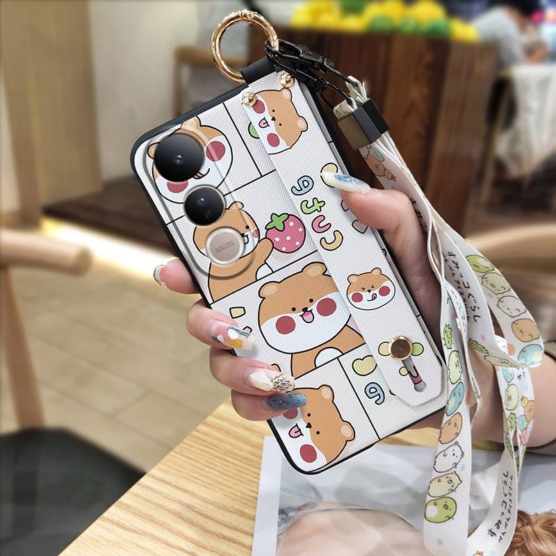 Soft Case Dirt-resistant Phone Case For VIVO V50 Lite 5G Global Anti-knock Waterproof Durable Wristband Kickstand Cute
