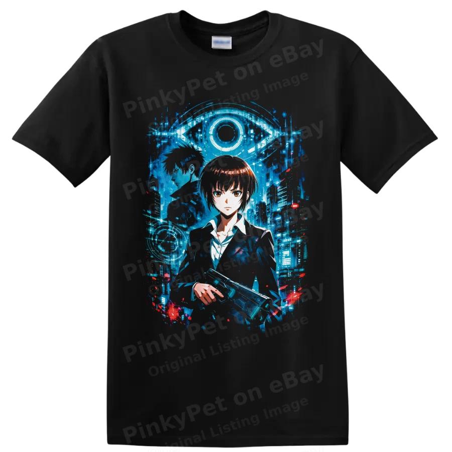 Psycho-Pass Akane Tsunemori Shinya Kogami Anime T Shirt Cyberpunk Action Tee