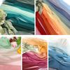 Rainbow Gradient Color Chiffon Fabric 30D Organza Tulle Fabric For Diy Ancient Style Hanfu Wedding Dress Stage Party Decor