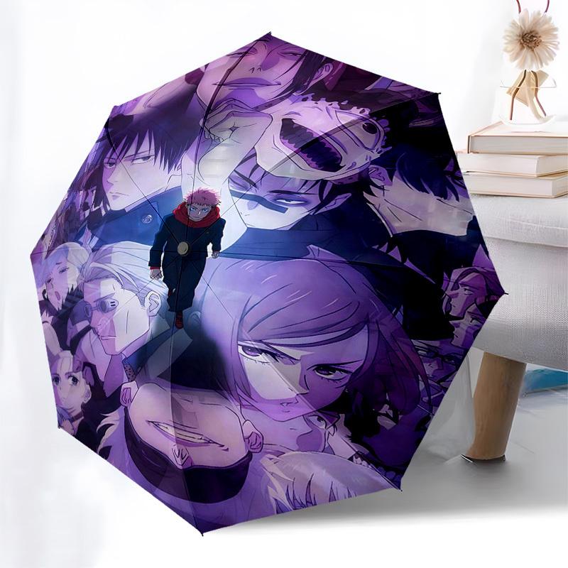 1pc Jujutsu Kaisen Characters Auto Open Close Umbrella Portable 3-Fold Design with 8-Bone Iron Frame, Outdoor Umbrella for Fans, Travelers, Daily Use,