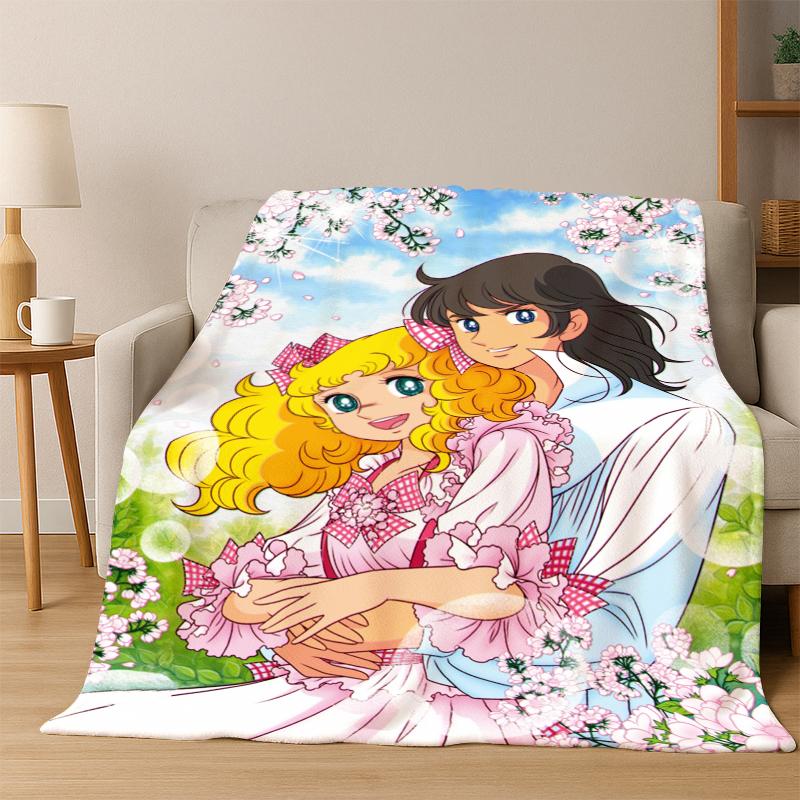 Candy Candy Girl Cartoon Anime Flannel Blanket Soft Warm Blanket Throw Blanket for Bedroom Living Room Bed Travel Picnic Gift