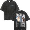Винтажные стираные футболки Rosalia LUX Tour Мужские Женские Модные Свободные Футболки с коротким рукавом Хлопковые футболки высокого качества