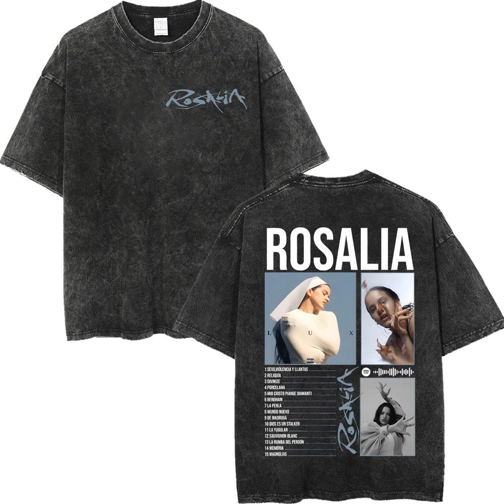 Rosalia LUX Tour Графические футболки Мужские Женские Мода Эстетика Винтажные Стиранные Футболки Высококачественный Хлопок Оверсайз Футболки
