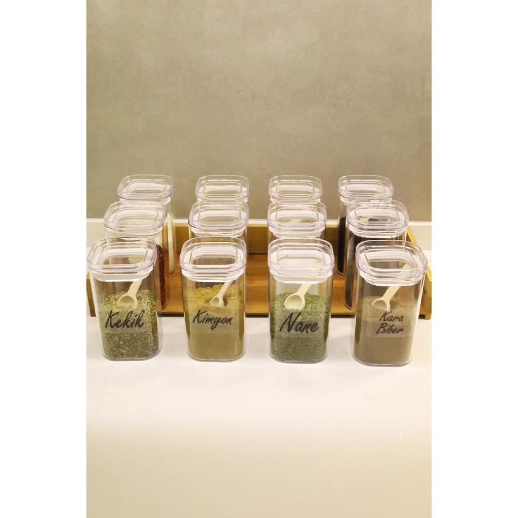 12 шт. 250 мл вакуумная крышка акриловый контейнер для хранения специй с ложкой прозрачная этикетка подарочная банка