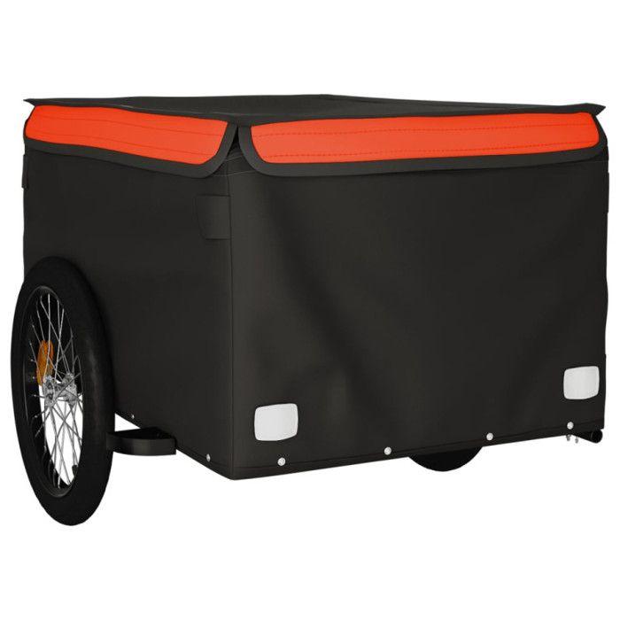 VidaXL Remorque de Vélo, Chariot de Transport avec Barre, Remorque de Bicyclette avec Drapeau Jardin Extérieur, Noir et 94089