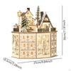 Christmas Wooden Advent Calendar with 24 Drawers Tabletop Decor Creative Decoration LED