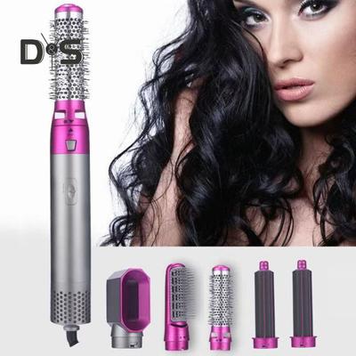 Электрический фен 5 в 1 с 5 насадками, многофункциональная горячая щетка, автоматическая плойка для волос, портативная дорожная женская плойка для завивки волос
