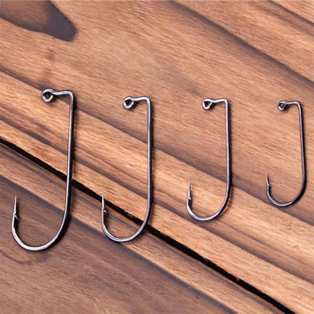 50 шт. рыболовных крючков Aberdeen Jig Hook 90 Degree Jig Hook Set с длинным цевьем из углеродистой стали, V-образный изгиб рыболовного крючка Barbarian Jig Hook