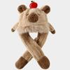 Movable Ears Capybara Hooded Scarf Windproof Plush Hat Scarf Set  Boys/girls