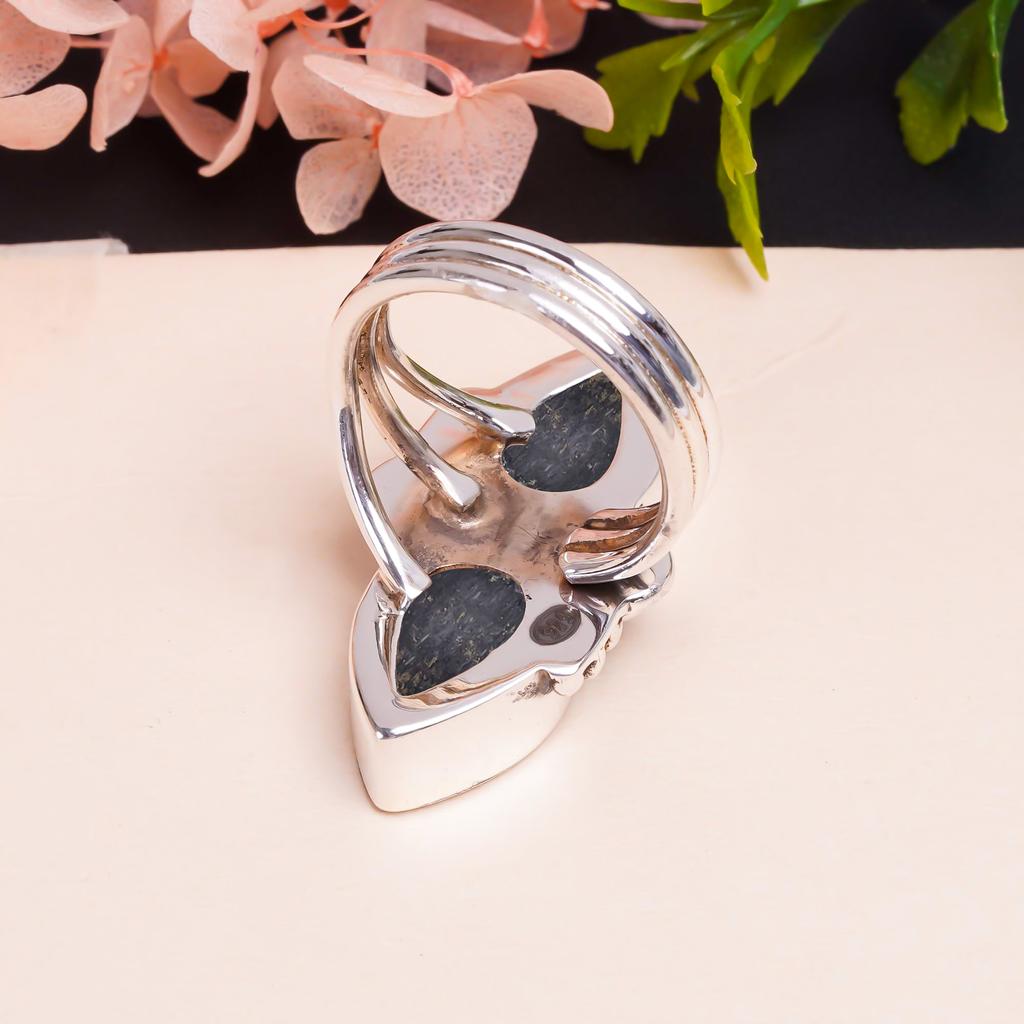 Золото Целителя Пирит в Магнетите Драгоценный камень Кольцо из серебра 925 пробы V9392, Черно-золотое кольцо, Кольцо-груша, Подарок на День святого Валентина, Подарок для нее, ДР