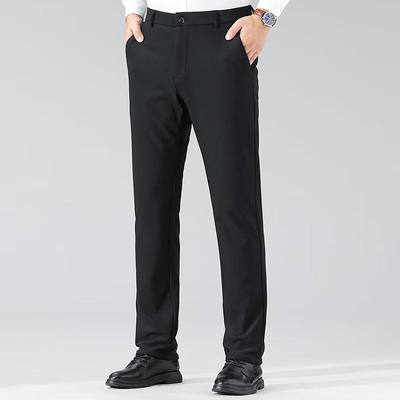 FAPAI Men's High-Elastic Fleece-Lined Straight-Leg Dress Pants