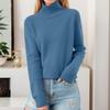 Women's Pullover Long Sleeve Knitted Casual Loose Plain Tops Stand-Up Collar Long Sleeve Winter Casual Sweatshirt Casual Turtleneck Sweater