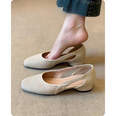 Холодные Одиночные Туфли Женские Ажурные Крокет Ретро Неглубокие Дышащие Туфли