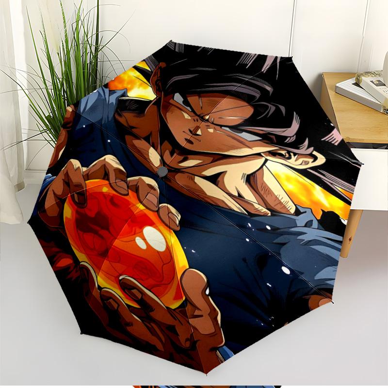 Автоматический складной зонт с принтом Dragon Ball, Портативный складной зонт, для улицы, поездок на работу, походов, Идеальный подарок на день рождения