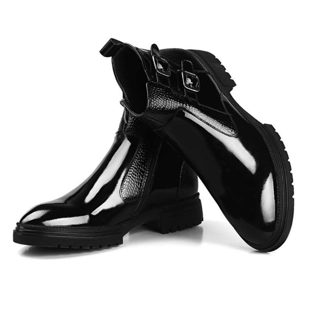 Мужские ботинки из лакированной кожи с высоким верхом Мужские туфли в британском стиле Мотоциклетные ботинки средней высоты Универсальные мужские кожаные ботинки Botas Hombre