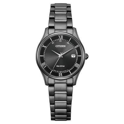 Часы Citizen Collection Фотоэлектрические Eco-Drive Радиоуправляемые часы Водонепроницаемые Черный цвет Черный NIGHT COLOR EDITION ES0004-51E Женские