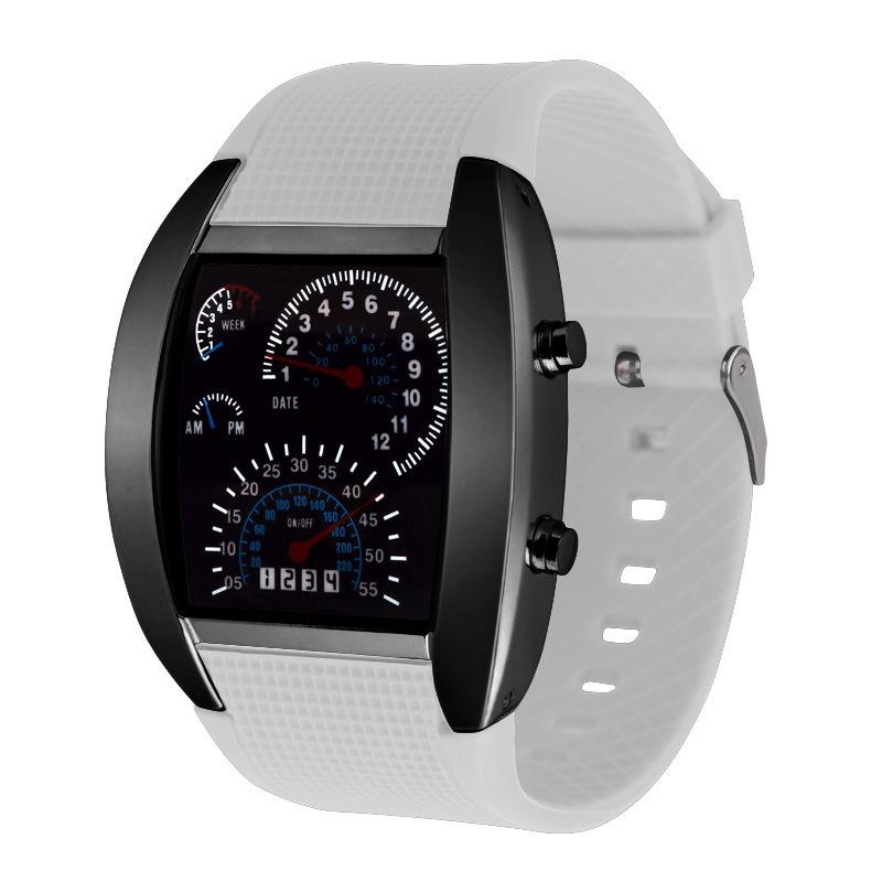 Авиационные светодиодные электронные часы Вентиляторные часы на приборной панели Мужские электронные спортивные часы