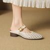 Мода НОВЫЕ Летние Женские Мюли Обувь из Натуральной Кожи для Женщин Острый Носок Обувь на Низком Каблуке Закрытый Носок Сандалии Слингбэк Обувь с Вырезами