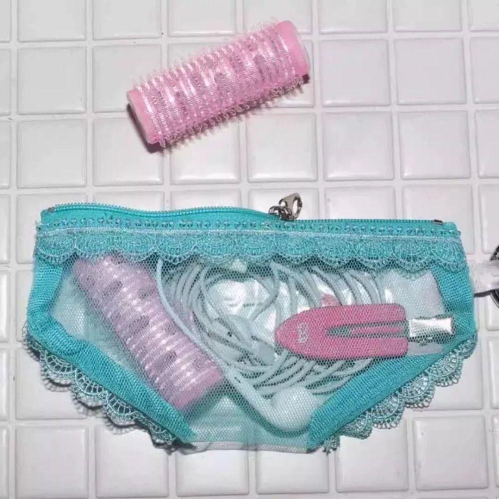 Mesh Briefs Shape Cosmetic Bag Clear Makeup Storage Pouch Creative Mesh Toiletry Bag Jewelry
