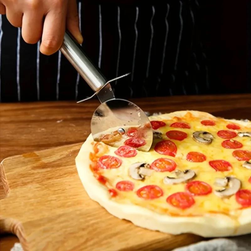 Stainless Steel Pizza Cutter Wheel Kitchen Dough Slicer Tool for Pizza Mooncake Waffle Cookies Ergonomic Non-Slip Handle, 1