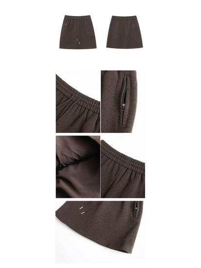 Moqie Winter Petite A-line Woolen Drawstring Short Skirt MQ1064