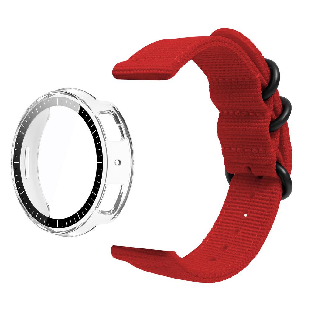 For Amazfit Active Max Tempered Glass PC Case & Nylon Strap Black Ring Nylon Strap Band Protective Cover Set