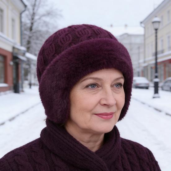 Вязаная шапка Влагоотводящая Дышащая Теплая Флисовая подкладка Двухслойная Шапка для холодной погоды Универсальная Зимняя шапка