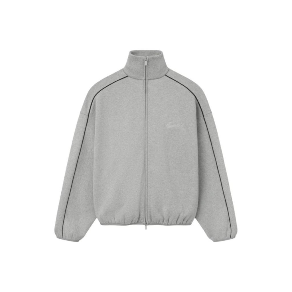Fear of God Essentials Современная спортивная куртка с кантом Бетонный меланж/Черный Мужская верхняя одежда Серая 202SP256895F
