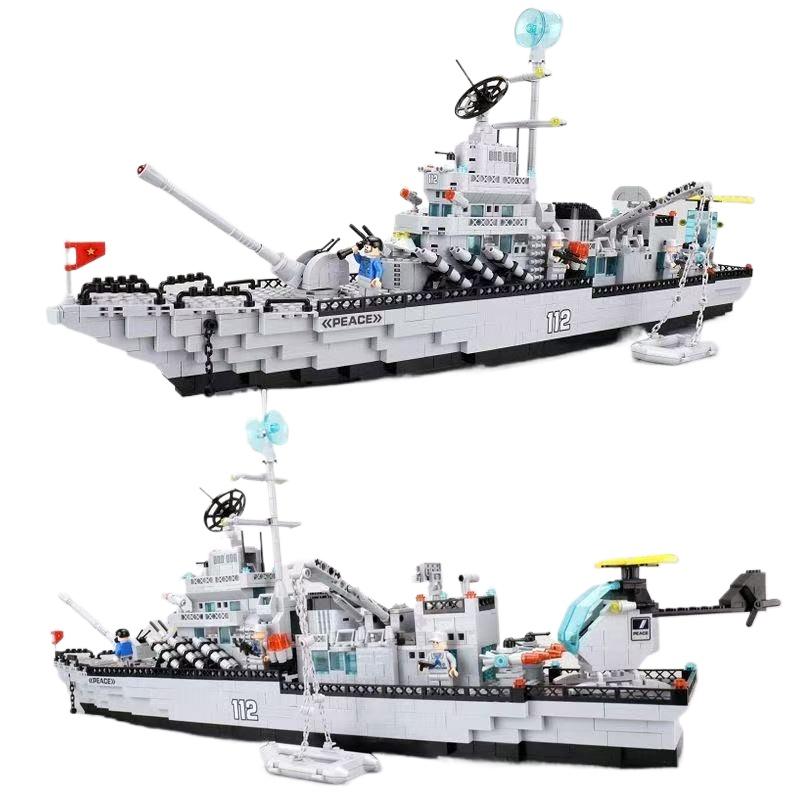 Большой Размер 6 В 1 Военный Военно-морской корабль Армейский Корабль Модель Военный Корабль Строительные Блоки Военный Армейский Корабль Самолет Модель Игрушки Для Мальчиков Детей