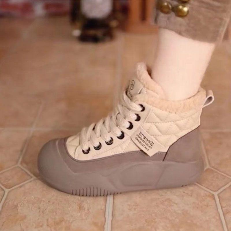 Cotton Shoes Women's Winter Velvet Thickened New High-top Thick-soled Snow Boots Sports and Leisure Non-slip Short Boots Women