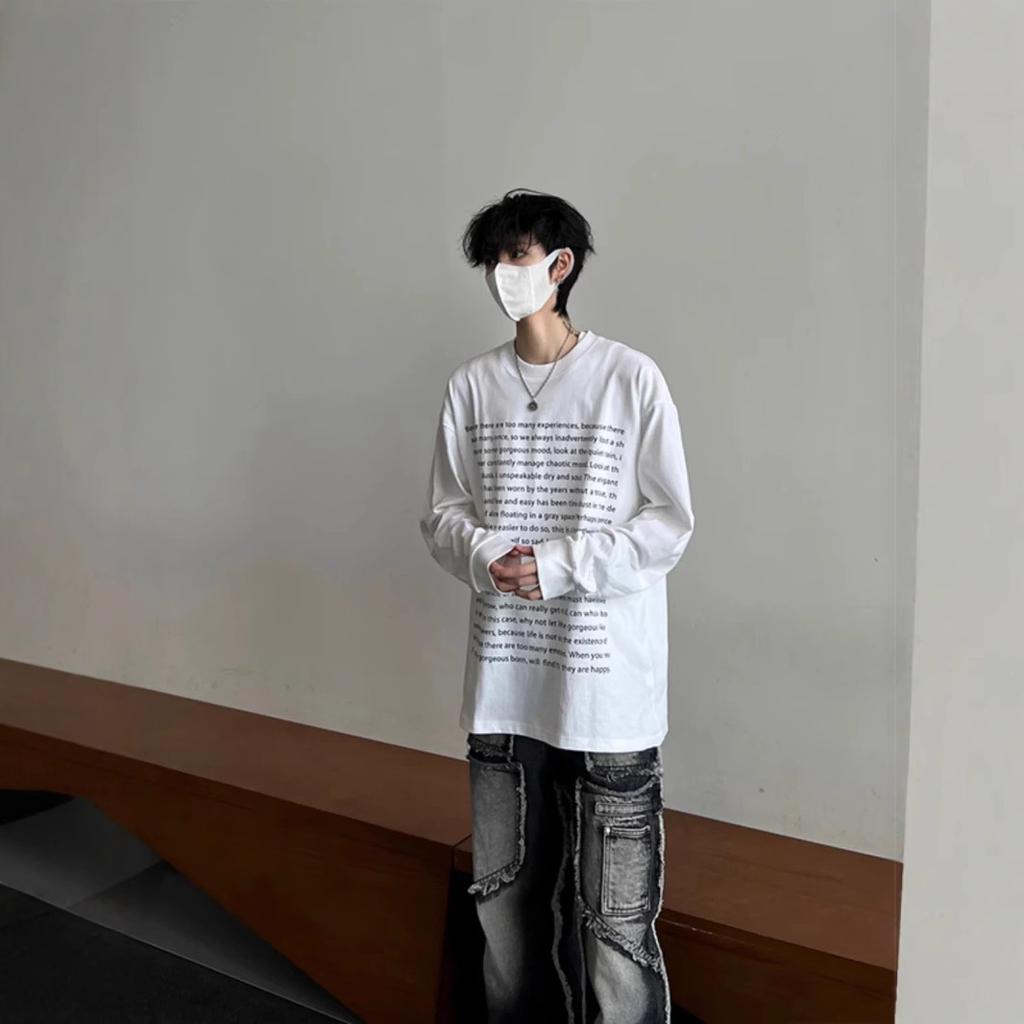 Autumn And Winter Sweater Men'S Trendy Brand American High Street Long-Sleeved T-Shirt Oversized And Stacked With Bottoming Shirt