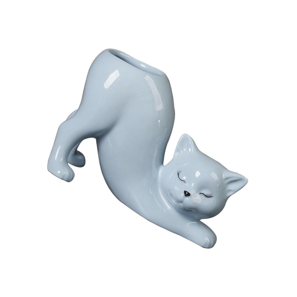 Ceramic Fleshy Plant Pot Cat Planter Plant Flowerpot Ornament for Fleshy Plant Cactuses Container for Home Balcony