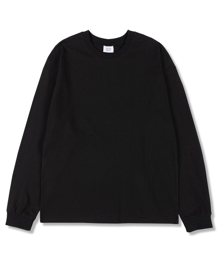 MIDNIGHT12AM Plain Oversized Long Sleeve T-Shirt Black (Ribbed Cuffs Selectable)