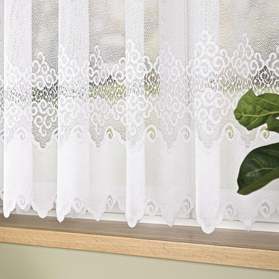 MODESTA - Ready-made jacquard curtain with a straight hem - 400x160 cm - white