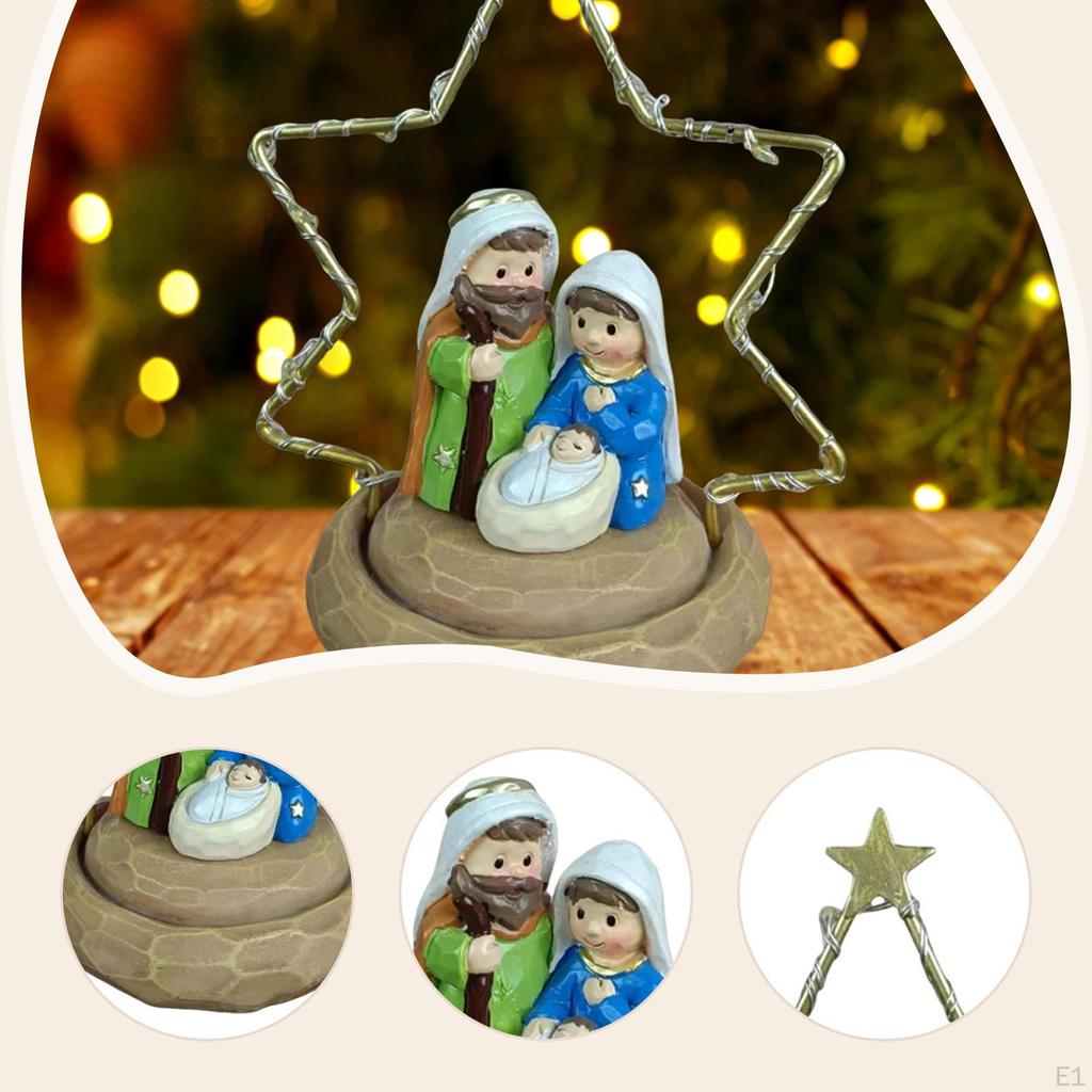 Christmas Nativity Scene Religious Sculpture Artwork Holy Family Figurine for Fireplace
