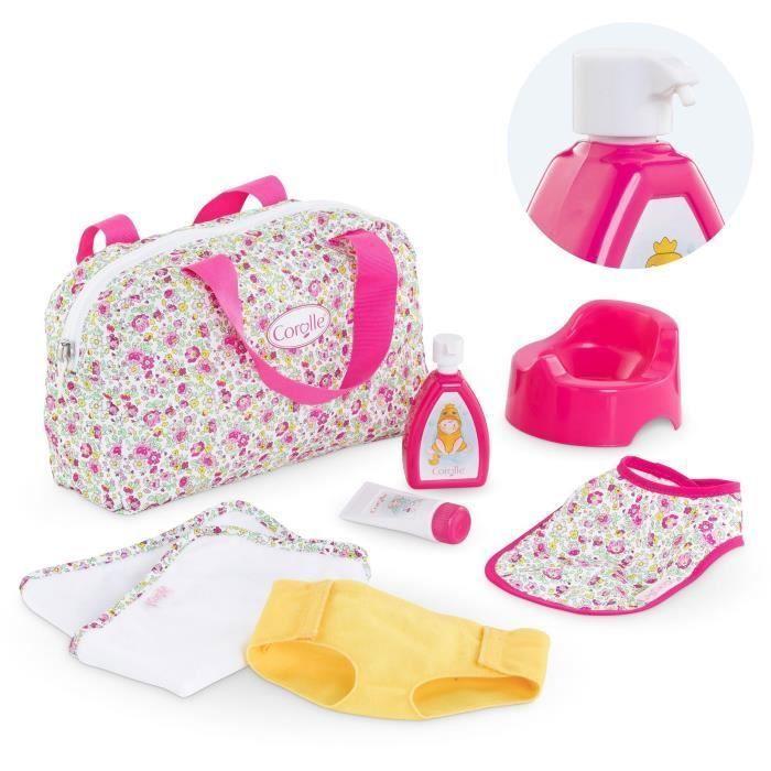 Accessoires poupon - COROLLE - Coffret Accessoires à langer fleuri - Pour poupon 36 et 42 cm - 7 accessoires - Dès 2 ans