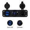 Cigarette Lighter Socket Charger Dual USB Car Charger Adapter 12/24V Voiture Voltmeter for Car Motocycle Truck Marine
