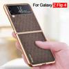 For Samsung Z Flip 4 5g Case High Quality Cloth Texture Leather Plating Frame Hard Pc Cover For Galaxy Z Flip4 5g Fundas