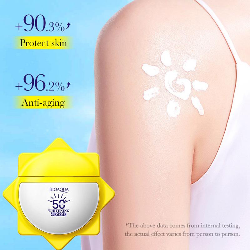BIOAQUA SPF 50+ Солнцезащитный крем для лица, тела, шеи, Блокатор солнца, Защита от УФ-лучей, Увлажняющий, Осветляющий, Солнцезащитный крем, Солнцезащитный протектор