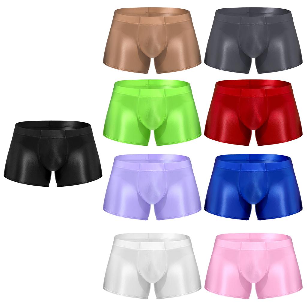 Men Shiny Low Rise Underwear Bikini Briefs Swimwear Boxer Shorts Beachwear
