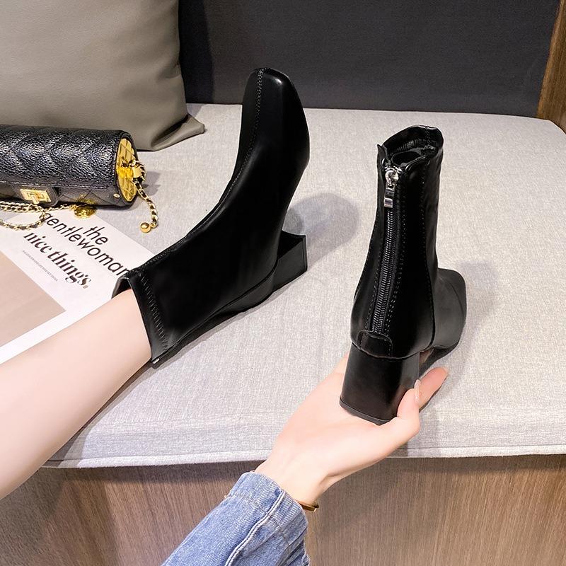 Женские ботинки Мартина осень-зима новые повседневные на толстом каблуке ботинки-локомотивы задняя молния короткие ботинки женские