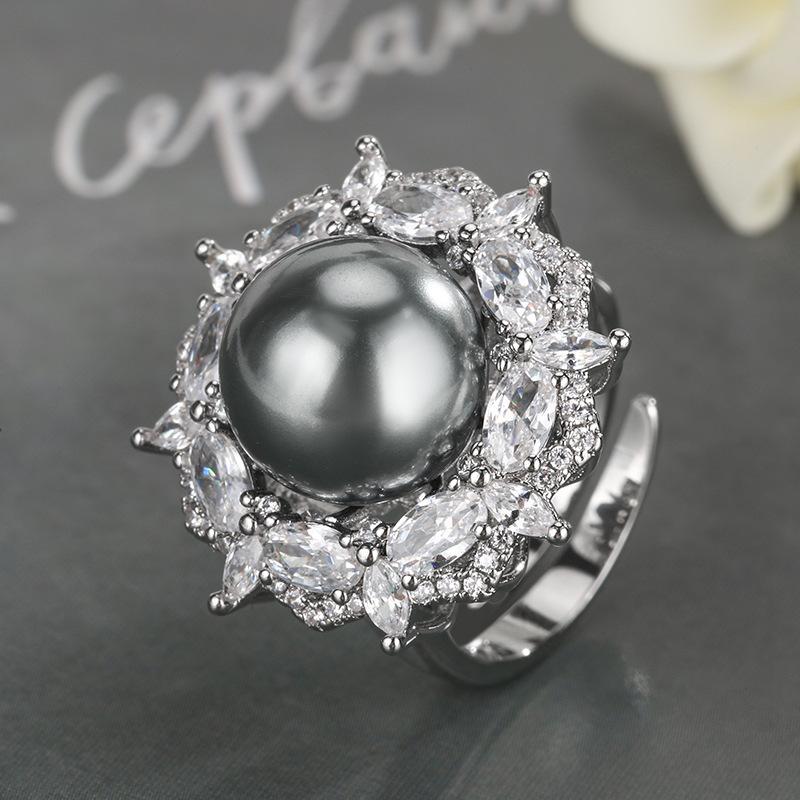 Комплект серых бусин с открытым кольцом, ожерелье, браслет, модный стиль, высокое чувство, дамы