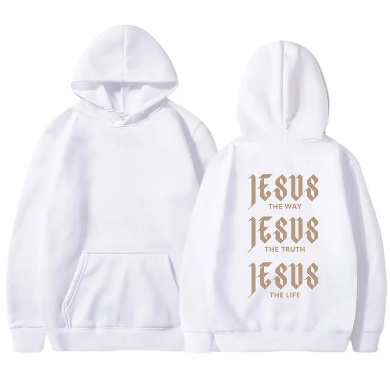 JESUS THE WAY Новая модная осенне-зимняя модель с принтом букв, капюшоном и воротником сзади, а также свободная толстовка из бархата