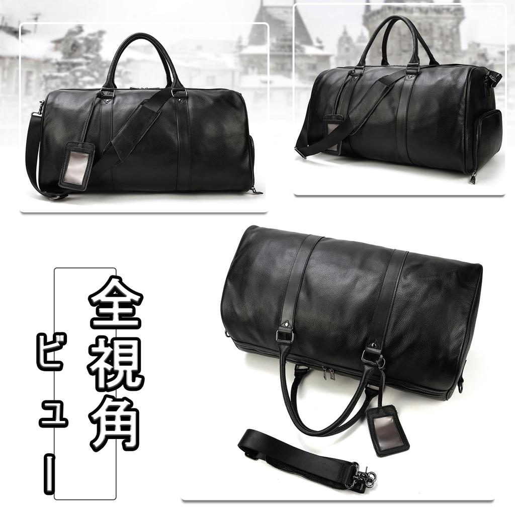 Genuine Leather Boston Bag for Leather Travel Bag with Shoe Golf and Bottom Large School Business 55cm Men, Carry-On, Compartment, Bag, Studs,