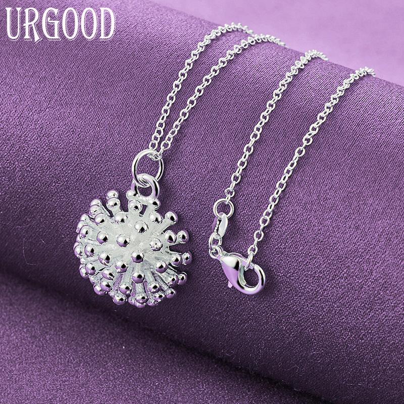 Серебряный 925 пробы кулон в виде кораллового фейерверка с цирконом, ожерелье, свадебные модные украшения