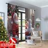 2pcs 2D Flat Printing Merry Christmas Popular Curtain Santa Snowman Christmas Gifts 100% Polyester Without Electricity Party &