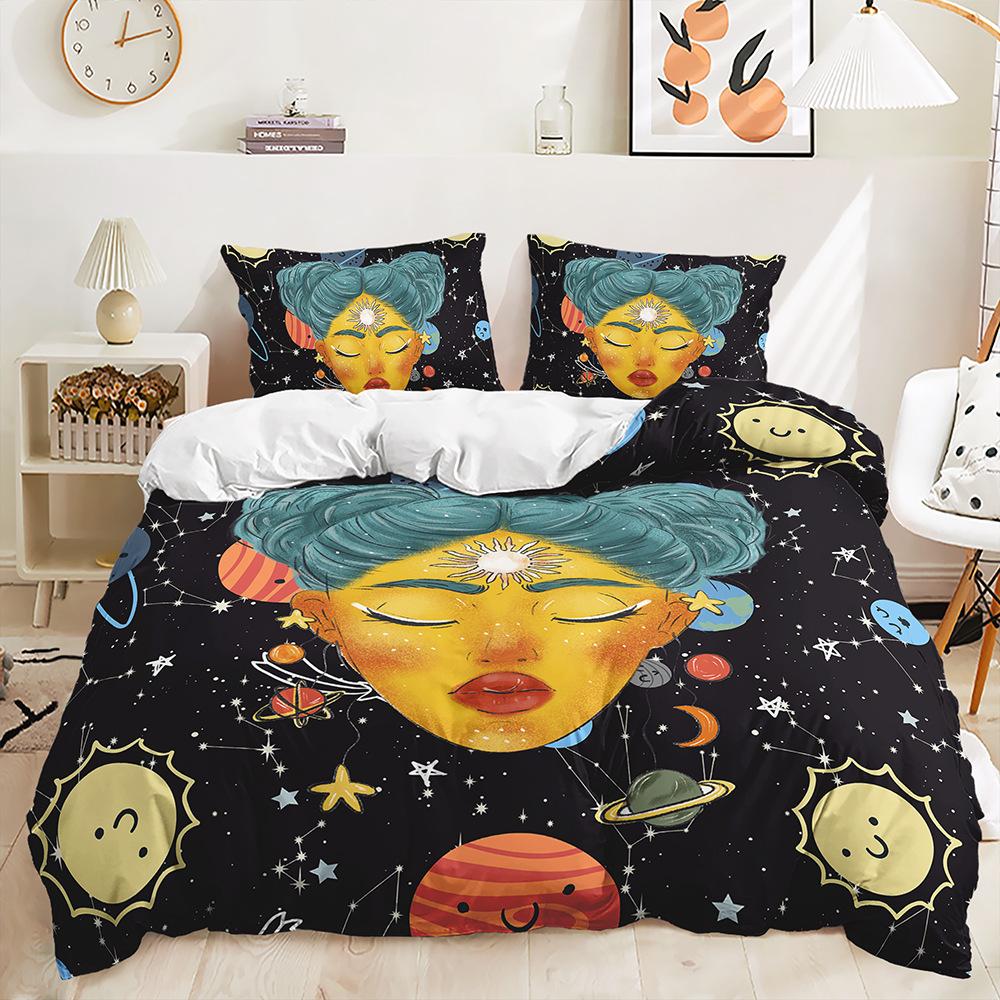 Комплект постельного белья 3D Planet для комнаты мальчиков, пододеяльник, наволочка, 2/3 предмета для любителей космоса, мягкий домашний текстиль, украшение для дома для детской комнаты