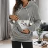 Women Hoodies Sweatshirt Big Pouch Hoodie Autumn Winter Casual Cat Dog Carrier Pullover