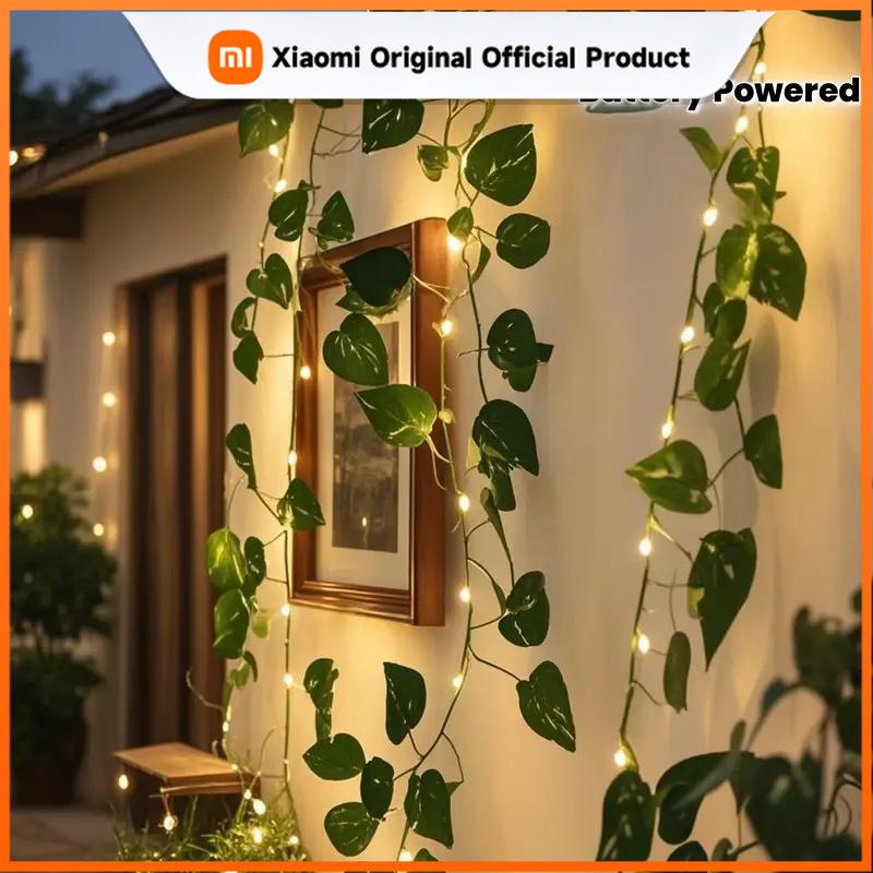 Xiaomi Светодиодная гирлянда из искусственных зеленых ротанговых листьев, на батарейках, свадебная гирлянда, Рамадан, для улицы, сада, украшение комнаты на Ид